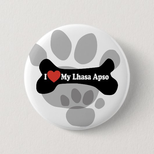 I Liebe My Lhasa Apso - Dog Bone Button (Vorderseite)