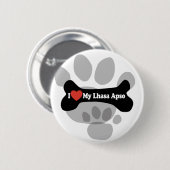 I Liebe My Lhasa Apso - Dog Bone Button (Vorne & Hinten)