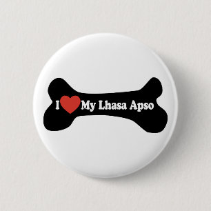 I Liebe My Lhasa Apso - Dog Bone Button