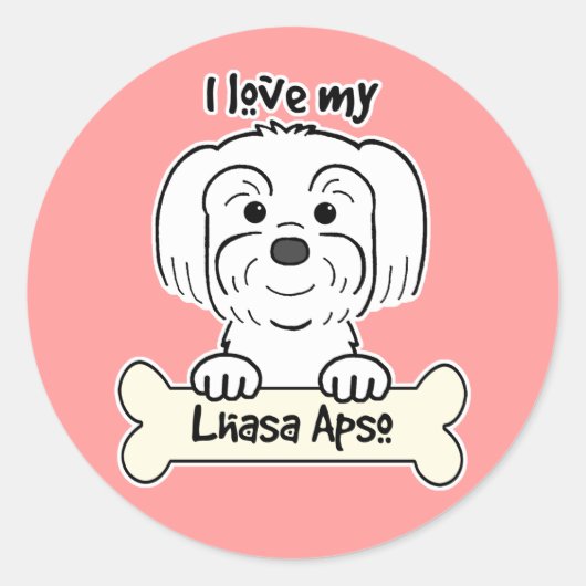 I Liebe My Lhasa Apso Runder Aufkleber (Vorderseite)