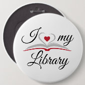 I Liebe My Library Abzeichen Button (Vorne & Hinten)