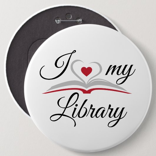 I Liebe My Library Abzeichen Button (Vorne & Hinten)