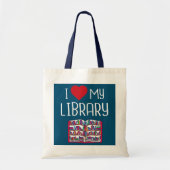 I Liebe My Library Book Lovers Leser Bibliothekar Tragetasche (Vorne)