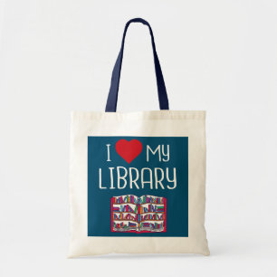 I Liebe My Library Book Lovers Leser Bibliothekar Tragetasche