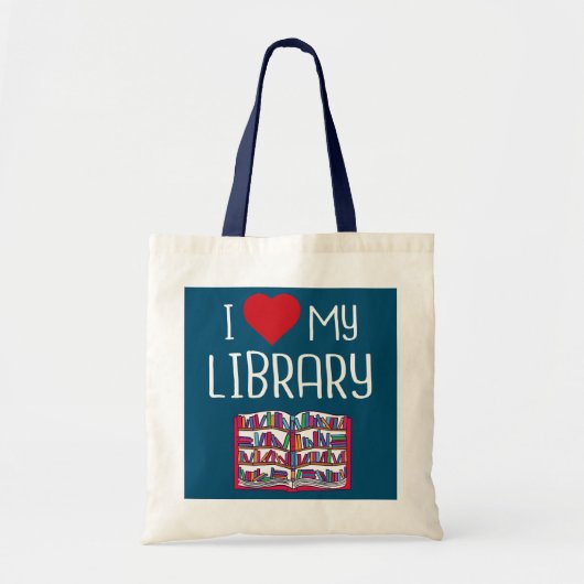 I Liebe My Library Book Lovers Leser Bibliothekar Tragetasche (Vorne)