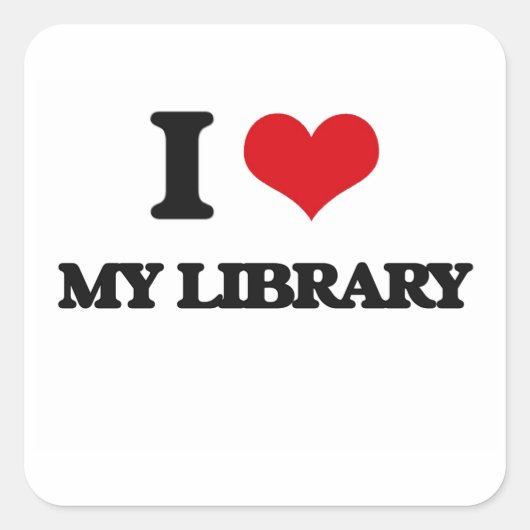 I Liebe My Library Quadratischer Aufkleber (Vorderseite)