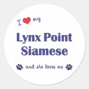 I Liebe My Lynx Point Siamese (Weibliche Katze) Runder Aufkleber
