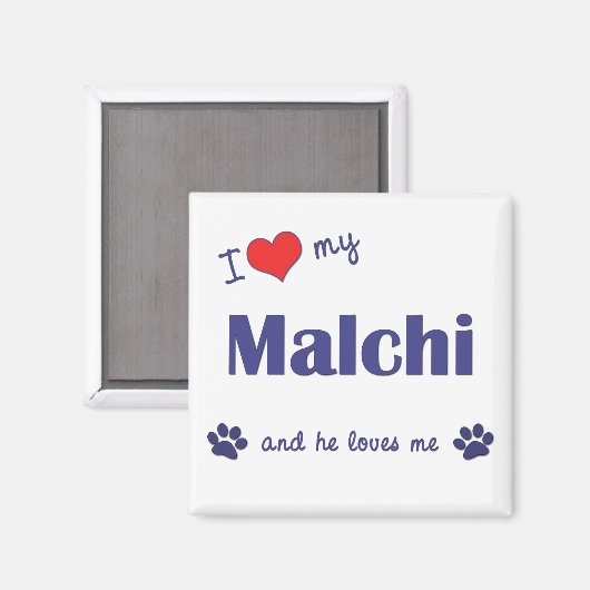 I Liebe My Malchi (Männlicher Hund) Magnet (Vorderseite/Rückseite)