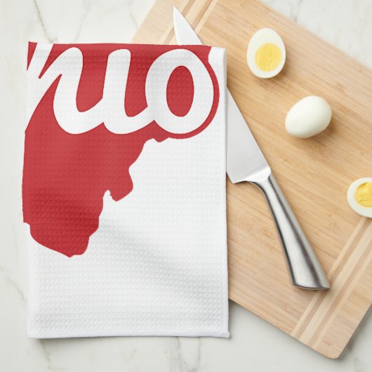 I Liebe My Ohio Zuhause Script Ohio Geschirrtuch (Viertel Falte)
