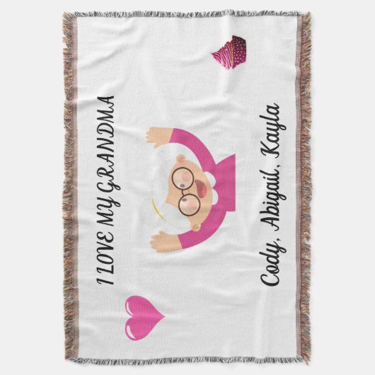 "I Liebe My Oma" werfen Decke mit Kindernamen. (Vorderseite Vertikal)