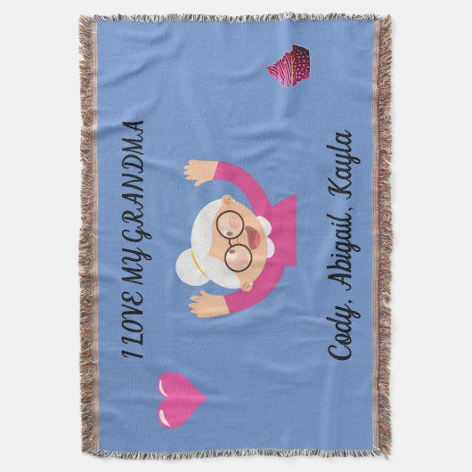 "I Liebe My Oma" werfen Decke mit Kindernamen. (Vorderseite Vertikal)