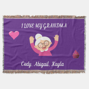 "I Liebe My Oma" werfen Decke mit Kindernamen.