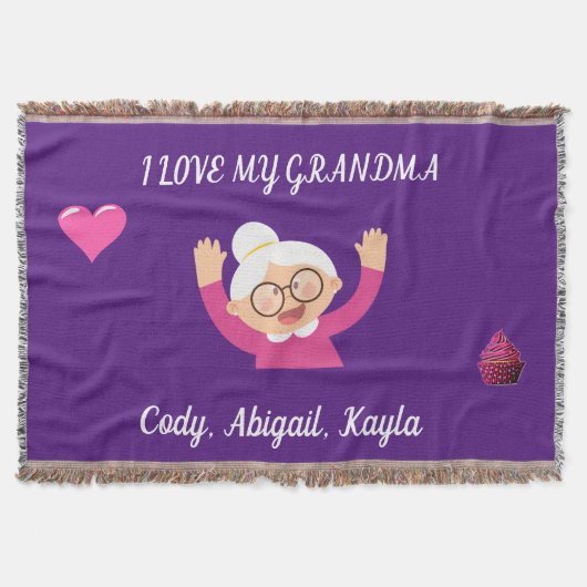 "I Liebe My Oma" werfen Decke mit Kindernamen. (Vorderseite)