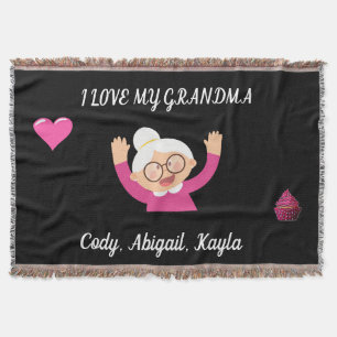 "I Liebe My Oma" werfen Decke mit Kindernamen.
