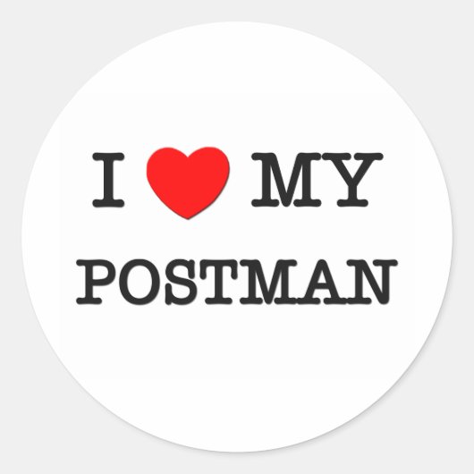 I Liebe My POSTMAN Runder Aufkleber (Vorderseite)