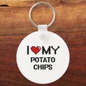 I Liebe My Potato Chips Digitales Design Schlüsselanhänger (Vorderseite)
