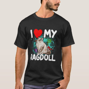 I Liebe My Ragdoll Cat Lover Heart Ragdoll Mama Gr T-Shirt