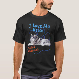 I Liebe My Rescue Alaskan Malamute Cool Adoptiert T-Shirt