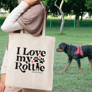 I Liebe My Rottie Rottweiler Dog Individuelle Name Tragetasche