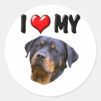 I Liebe My Rottweiler 3 Runder Aufkleber
