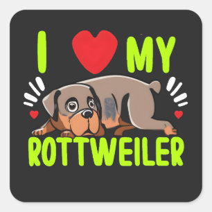 I Liebe My Rottweiler T - Shirt Graphic Design Art Quadratischer Aufkleber