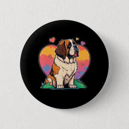 I Liebe My Saint St Bernard Dog Button (Vorderseite)