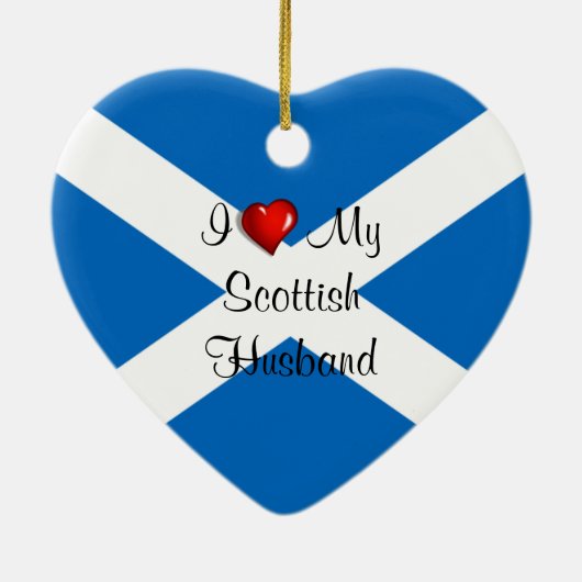 I Liebe My Scottish Husband Keramik Ornament (Hinten)