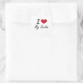 I Liebe My Scribe Quadratischer Aufkleber (Tasche)