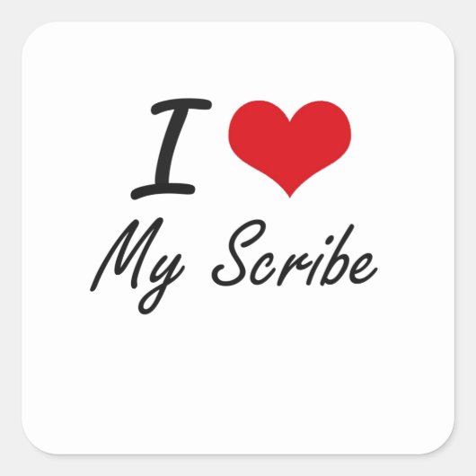 I Liebe My Scribe Quadratischer Aufkleber (Vorderseite)