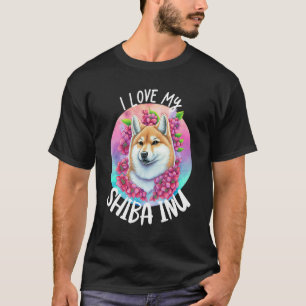 I Liebe My Shiba Inu Hund Mama Blume Welpe Blüte C T-Shirt