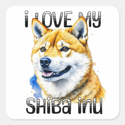 I Liebe My Shiba Inu | Hundebesitzer Quadratischer Aufkleber (Vorderseite)