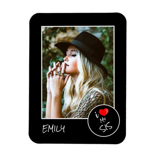 I Liebe My Sis, Custom Foto - Personalisiert Magnet (Vertikal)