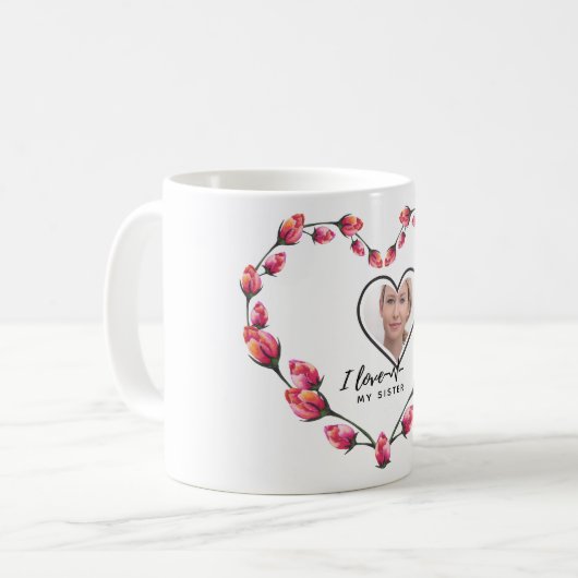 I Liebe My SISTER - Bestes Personalisiertes Gesche Kaffeetasse (Vorderseite Links)