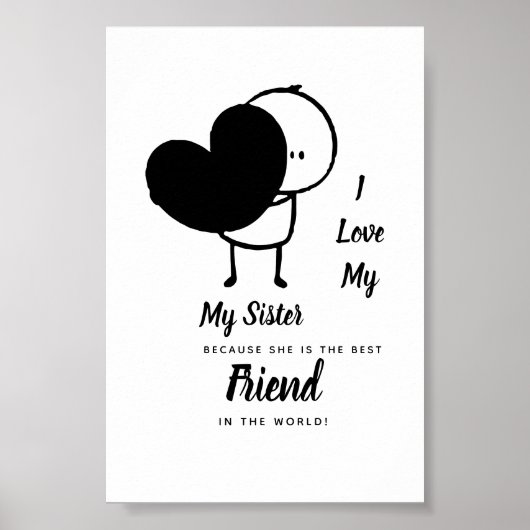 I Liebe My SISTER - Bestes Personalisiertes Gesche Poster (Vorne)