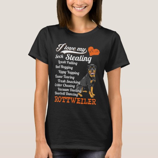 I Liebe My Sock Stealing - Leash Pulling Rottweile T-Shirt (Vorderseite)