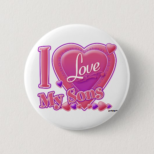 I Liebe My Sons pink/lila - Herz Button (Vorderseite)