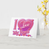 I Liebe My Sons pink/lila - Herz Karte (Gelbe Blume)