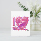 I Liebe My Sons pink/lila - Herz Postkarte (Stehend Vorderseite)