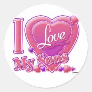I Liebe My Sons pink/lila - Herz Runder Aufkleber