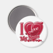 I Liebe My Sons red - heart Magnet (Vorderseite/Rückseite)