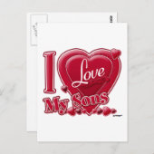 I Liebe My Sons red - heart Postkarte (Vorne/Hinten)