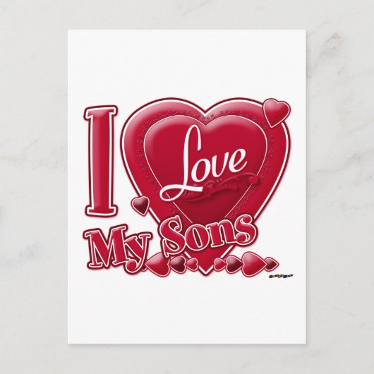 I Liebe My Sons red - heart Postkarte (Vorderseite)