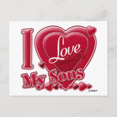 I Liebe My Sons red - heart Postkarte (Vorderseite)