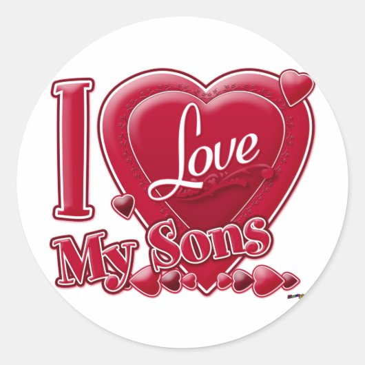 I Liebe My Sons red - heart Runder Aufkleber (Vorderseite)