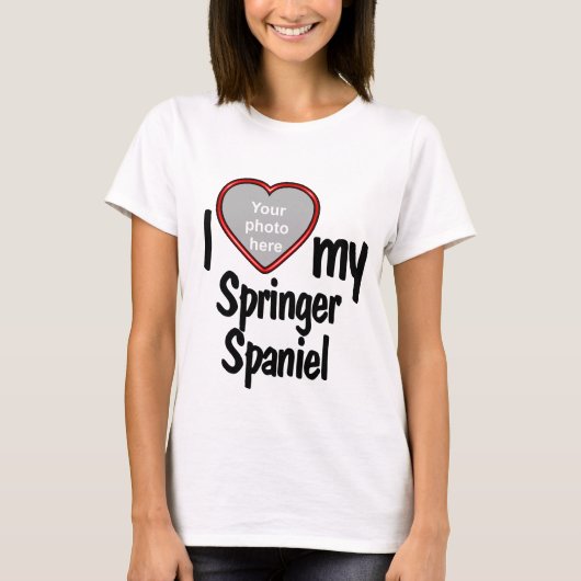 I Liebe My Springer Spanel Dog Owner Herz Foto T-Shirt (Vorderseite)