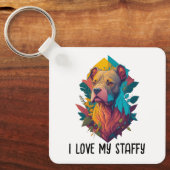 I Liebe my Staffy - Staffordshire Terrier, Tropica Schlüsselanhänger (Vorderseite)