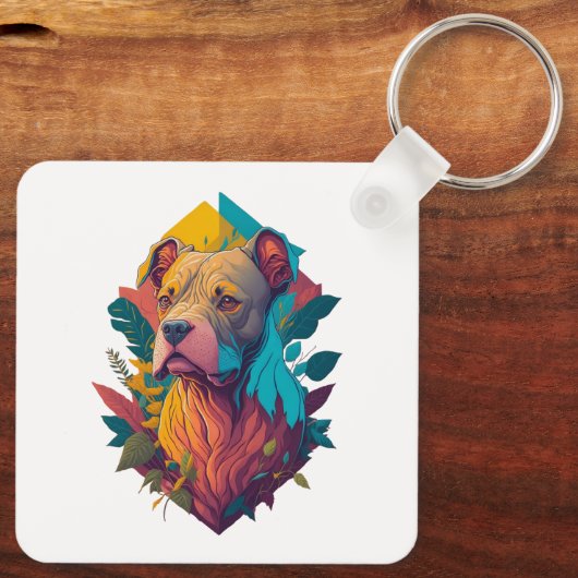 I Liebe my Staffy - Staffordshire Terrier, Tropica Schlüsselanhänger (Rückseite)