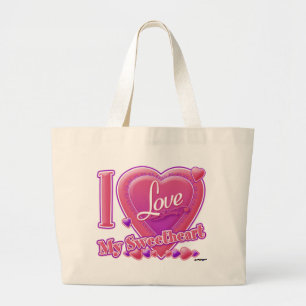 I Liebe My Sweetheart pink/lila - Herz Jumbo Stoffbeutel