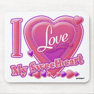 I Liebe My Sweetheart pink/lila - Herz Mousepad