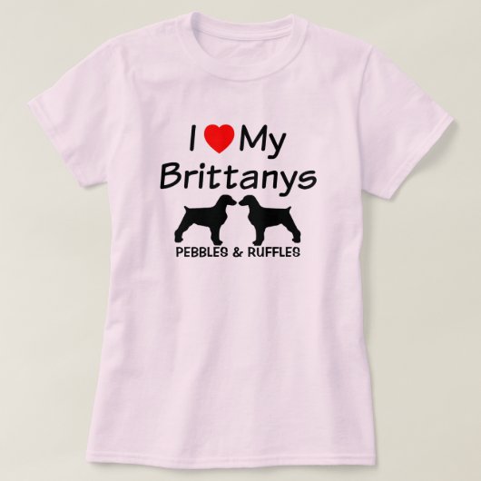 I Liebe My Two Bretany Hunde Shirt (Design vorne)